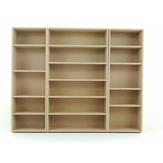 KIT of 3 Storage Shelves with shelves (1 wide & 2 narrow) - Scale 1/12